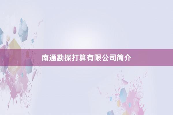 南通勘探打算有限公司简介